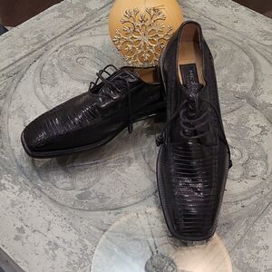 𝅺mezlan Platinum Handmade 🦎 Lizard Leather Lace Up Oxford Shoes